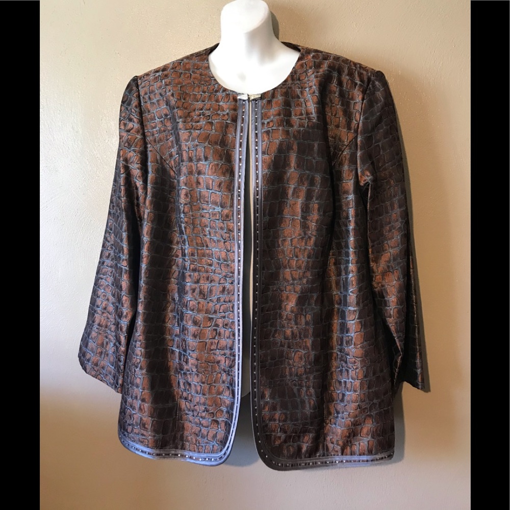 Justin Taylor size 22W blazer rust/gray patterned